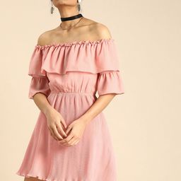 DODO & MOA Accordian Pleat Off-Shoulder A-Line Maxi Dress-picture-0