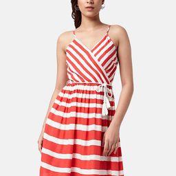 People Striped Shoulder Strap Belted Fit & Flare Dress-picture-46