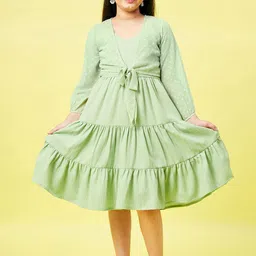 Stylo Bug Girls Green tiered Dress-image-36