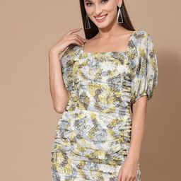 Strong And Brave Women Odour Free Georgette Printed Bodycon Mini Dress-picture-11