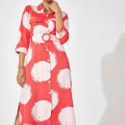 The Label Life Red Red & White Polka Shirt Dress-picture-40