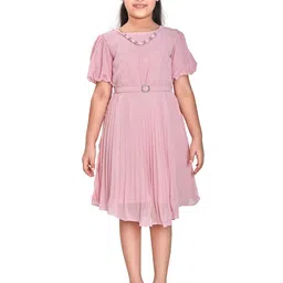 Peppermint Girls Puff Sleeve Satin Fit & Flare Dress-picture-36
