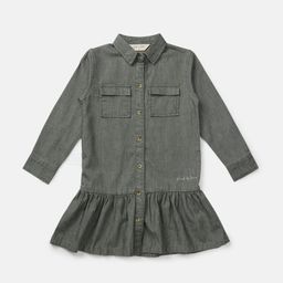 Gini and Jony Girls Olive Green Solid Cotton Drop Waist Dress-picture-28