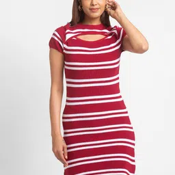 Globus Red & White Striped T-shirt Dress-image-32