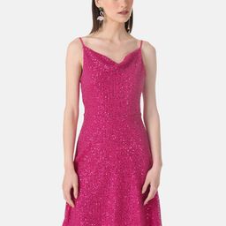 Kazo Embellished Sequined Shoulder Straps A-Line Dress-picture-26
