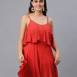 PRETTY LOVING THING Women Rust Solid Fit & Flare Dress-image-69