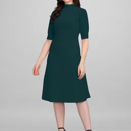 PURVAJA Green & gunmetal A-Line Dress-picture-25