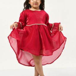 Bella Moda Girls Bell Sleeves Embellished Fit & Flare Dress-picture-16
