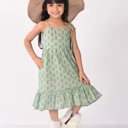 Sangria Girls Floral Printed Cotton A-Line Dress-picture-54