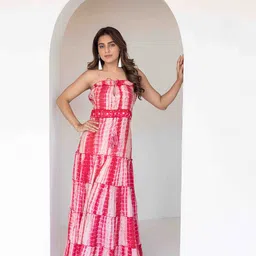 Ragavi Tie and Dye Shoulder Straps Cotton Maxi Dress-picture-39