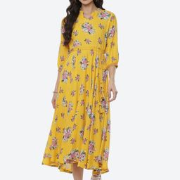 Rangriti Yellow Floral Maxi Dress-picture-26