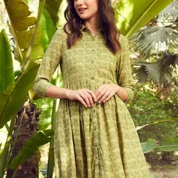 STREET 9 Printed Spread Collar A-Line Dress-picture-41