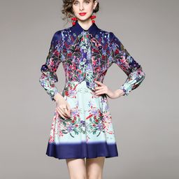 JC Collection Floral Printed Shirt Collar Fit And Flare Dress-picture-17
