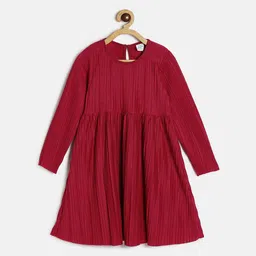 MINI KLUB Girls Red Gathered A-Line Dress-picture-25