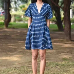 Chidiyaa Blue Geometric Printed Dress-picture-9