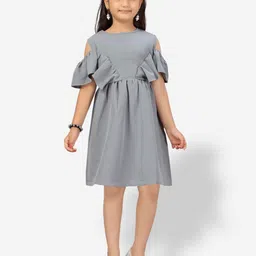 Aarika Cold-Shoulder Sleeves Fit and Flare Dress-picture-12