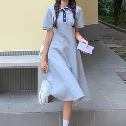 LULU & SKY Shirt Collar Short Sleeves A Line Dress-picture-15