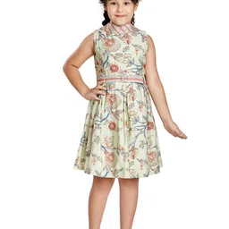 Peppermint Green Floral Satin Dress-picture-32