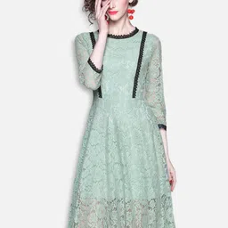 JC Collection Green & Black Peplum Dress-picture-20