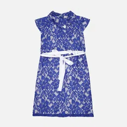 Zyra Kids Blue Floral A-Line Dress-picture-50
