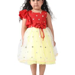 Samsara Couture Red & Yellow Embellished Satin Dress-picture-21