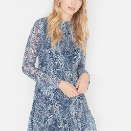 Trendyol Women Blue & White A-Line Dress-picture-20