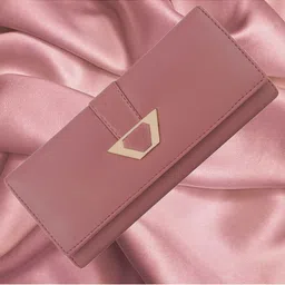 YESSBENZA Women Peach-Coloured & Gold-Toned Two Fold Wallet with Passport Holder-image-5