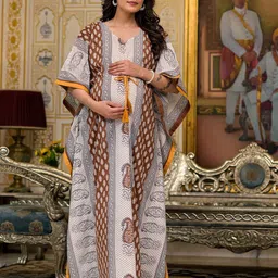 Aujjessa Printed Pure Cotton Maxi Length Kaftan Dresses-picture-10