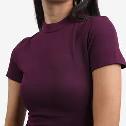 basics by tokyo talkies Tokyo Talkies High Neck Short Sleeves Bodycon Dress image 3