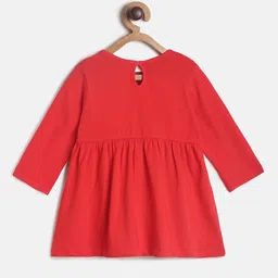MINI KLUB Girls Red & White A-Line Pure Cotton Dress image 3