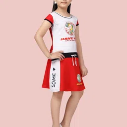 Aarika Grey & Red A-Line Cotton Dress image 3