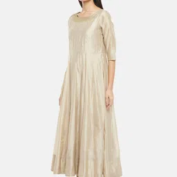 RANGMANCH BY PANTALOONS Beige Ethnic Motifs Embroidered Ethnic Maxi Ethnic Dress with Dupatta image 5
