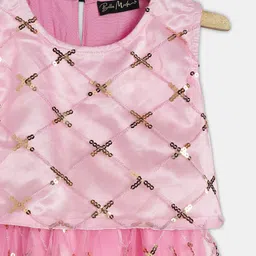 Bella Moda Pink & star white Floral  Fit & Flair Dress image 5