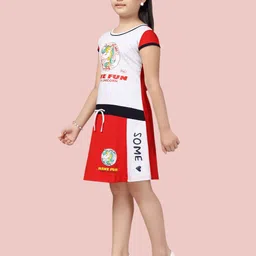 Aarika Grey & Red A-Line Cotton Dress image 2