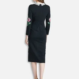 JC Collection Black Floral Sheath Midi Dress image 3