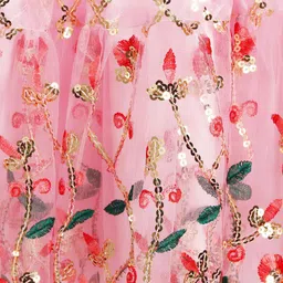 Bella Moda Pink & star white Floral  Fit & Flair Dress image 4