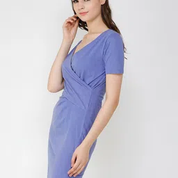 SCORPIUS Purple Solid Bodycon Dress image 5