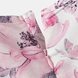 Hopscotch Girls Pink Floral Printed Round Neck Casual Dress image 3