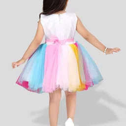 BAESD Girls Unicorn Printed Net Fit & Flare Dress image 5