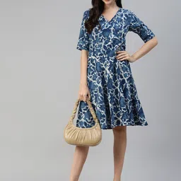 Divena Abstract Printed Cotton Wrap Dress image 3