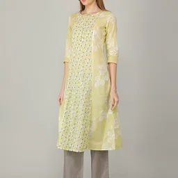 NAVIYATA Cream-Coloured Floral A-Line Midi Dress image 3