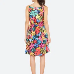 RAASSIO Multicoloured Floral Crepe A-Line Dress image 2
