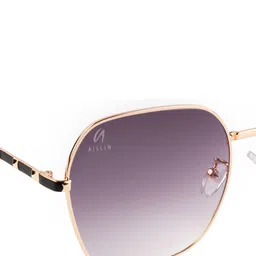 AISLIN Unisex Grey Lens & Gold-Toned Oversized Sunglasses with UV Protected Lens image 4