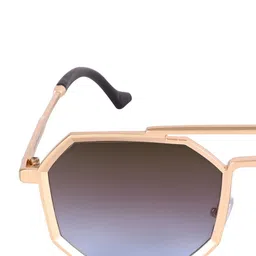 AISLIN Unisex Square Sunglasses with UV Protected Lens ES_13402-93-AS-Hexa-BRBL-GLD-SQWF image 3