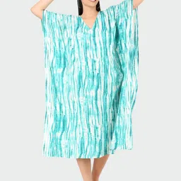 MYLO ESSENTIALS Green Tie and Dye Dyed Maternity Kaftan Midi Dress image 5