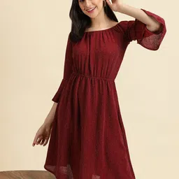 SHOWOFF Square Neck A-Line Dress-picture-5