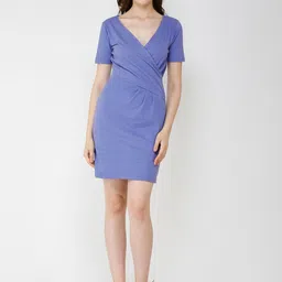 SCORPIUS Purple Solid Bodycon Dress image 2