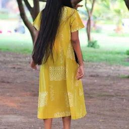 Chidiyaa Yellow & White Ethnic Motifs Empire Pure Cotton Midi Dress image 3