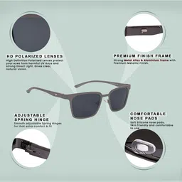 AISLIN Unisex Wayfarer Sunglasses with Polarised Lens ES_13373-90-AS-2619-BLK-GUN-WF image 4