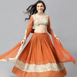 Khushal K Floral Woven Design Gotta Patti Ready to Wear Lehenga & Blouse With Dupatta-picture-33